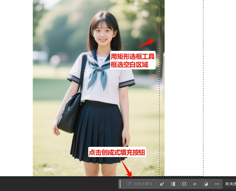 选框工具手动选区进行扩图