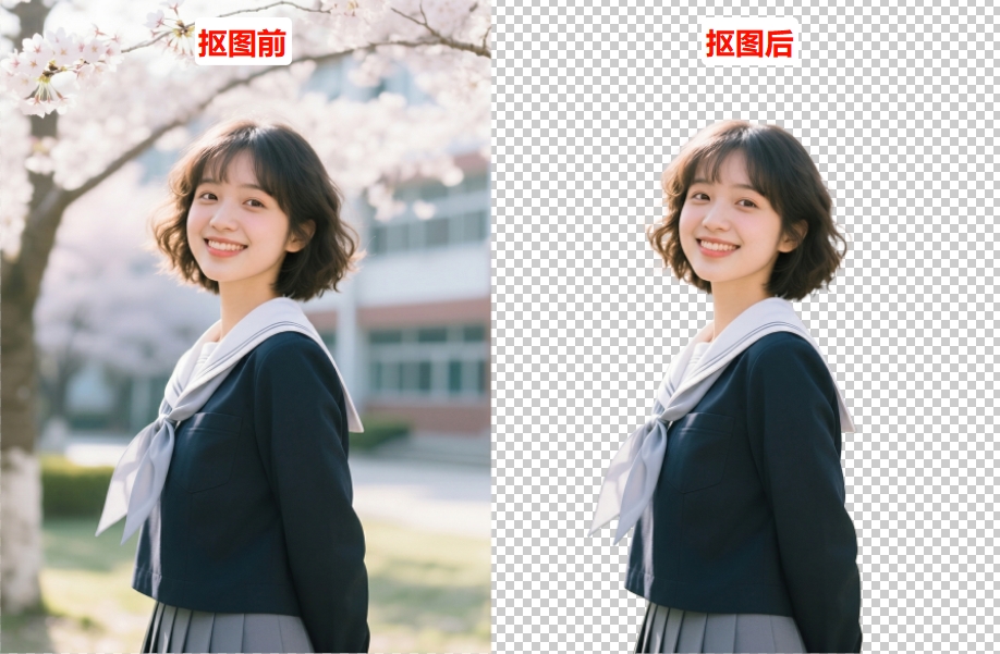 StartAI插件抠图效果前后对比图