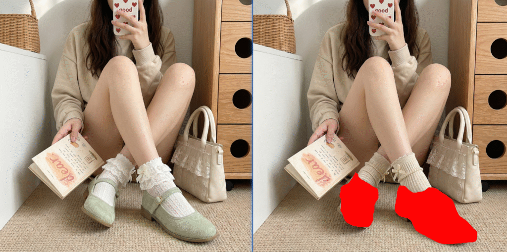 模特脚部涂红预处理展示