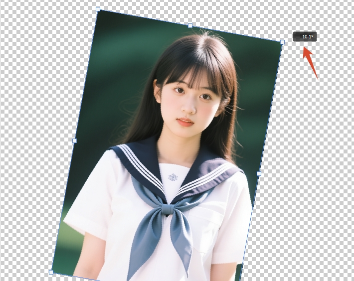 鼠标放在变换框的任意一个角上，按住鼠标左键拖动