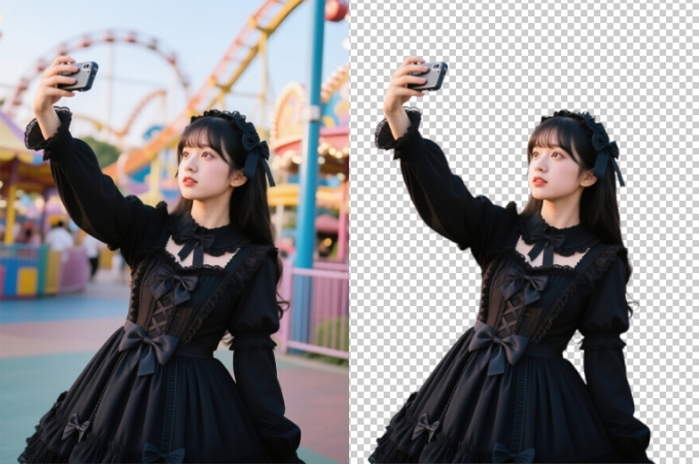 抠图前后效果对比