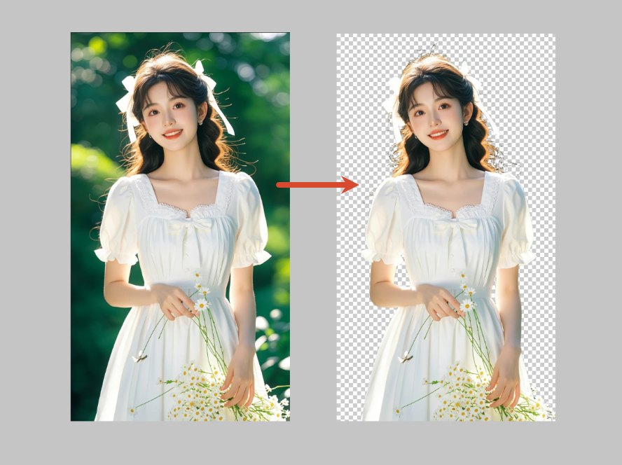 通道抠图前后对比