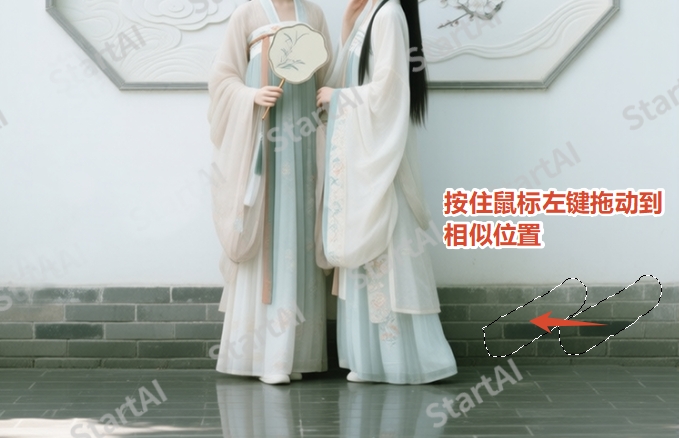 修补工具去除灰色水印的方法