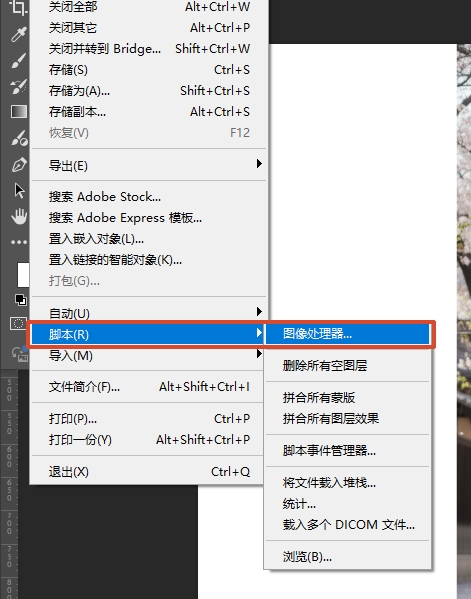 在PS中打开图像处理器