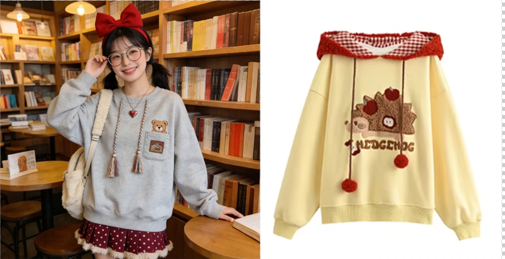 在PS中打开人物原图和服装素材图：