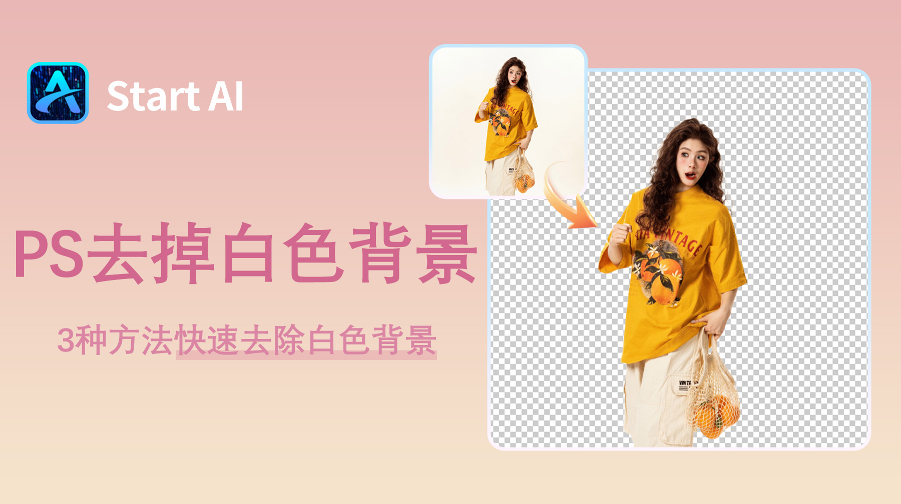 PS如何把白色背景去掉就剩图？3种方法快速去除白色背景