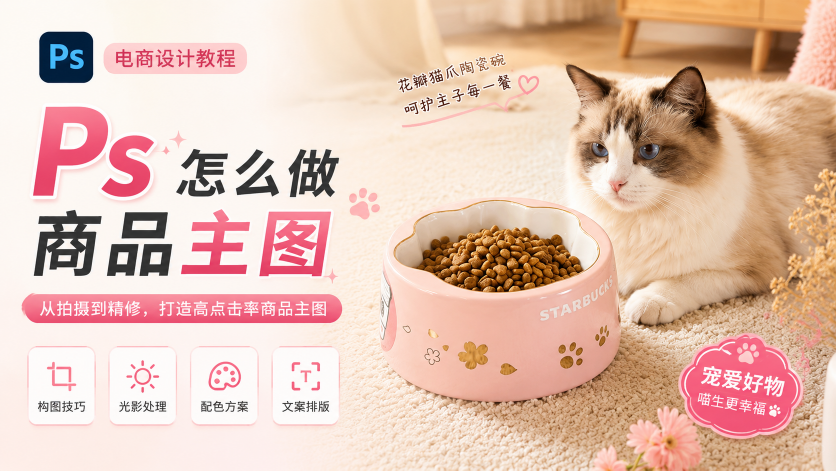 Ps怎么做商品主图？我用 AI 给白底图“加”了只猫！