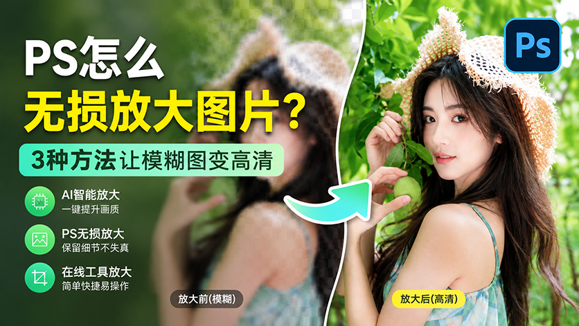 PS怎么无损放大图片？3种方法让模糊图变高清