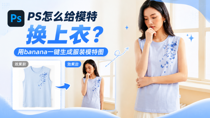 PS怎么给模特换上衣？用banana一键生成服装模特图