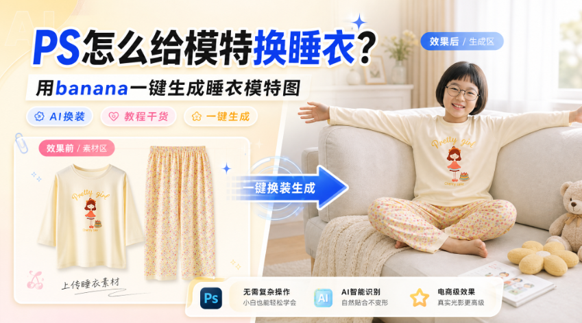 PS怎么给模特换睡衣？用banana一键生成睡衣模特图