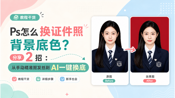 Ps证件照换底对比展示效果