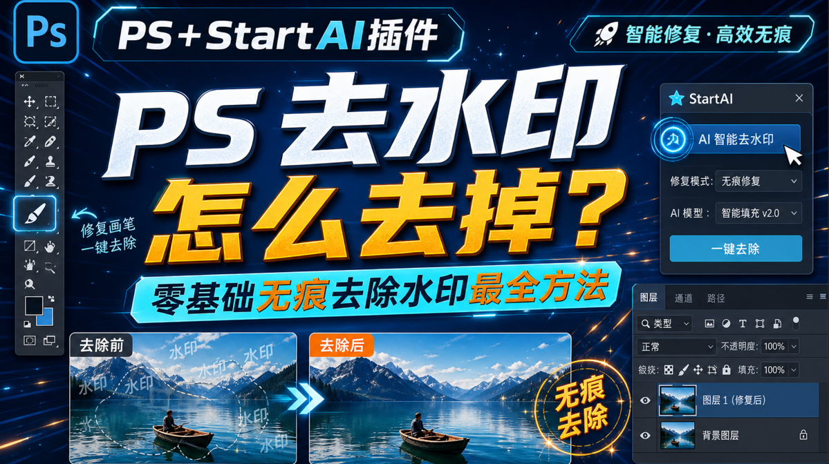 ps 去水印怎么去掉？零基础无痕去除水印最全方法