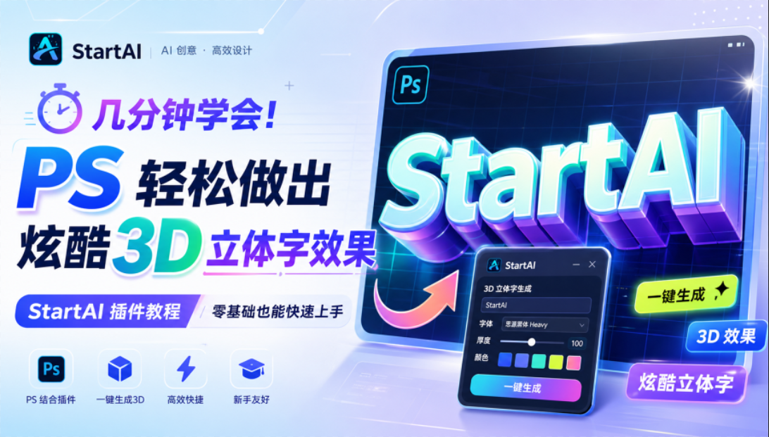 几分钟学会！PS 轻松做出炫酷 3D 立体字效果