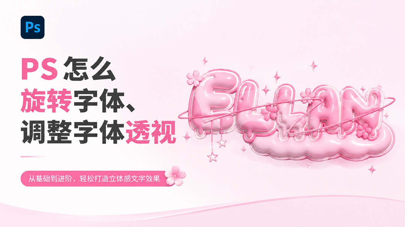 PS 怎么旋转字体、调整字体透视？保姆级 PS 教程