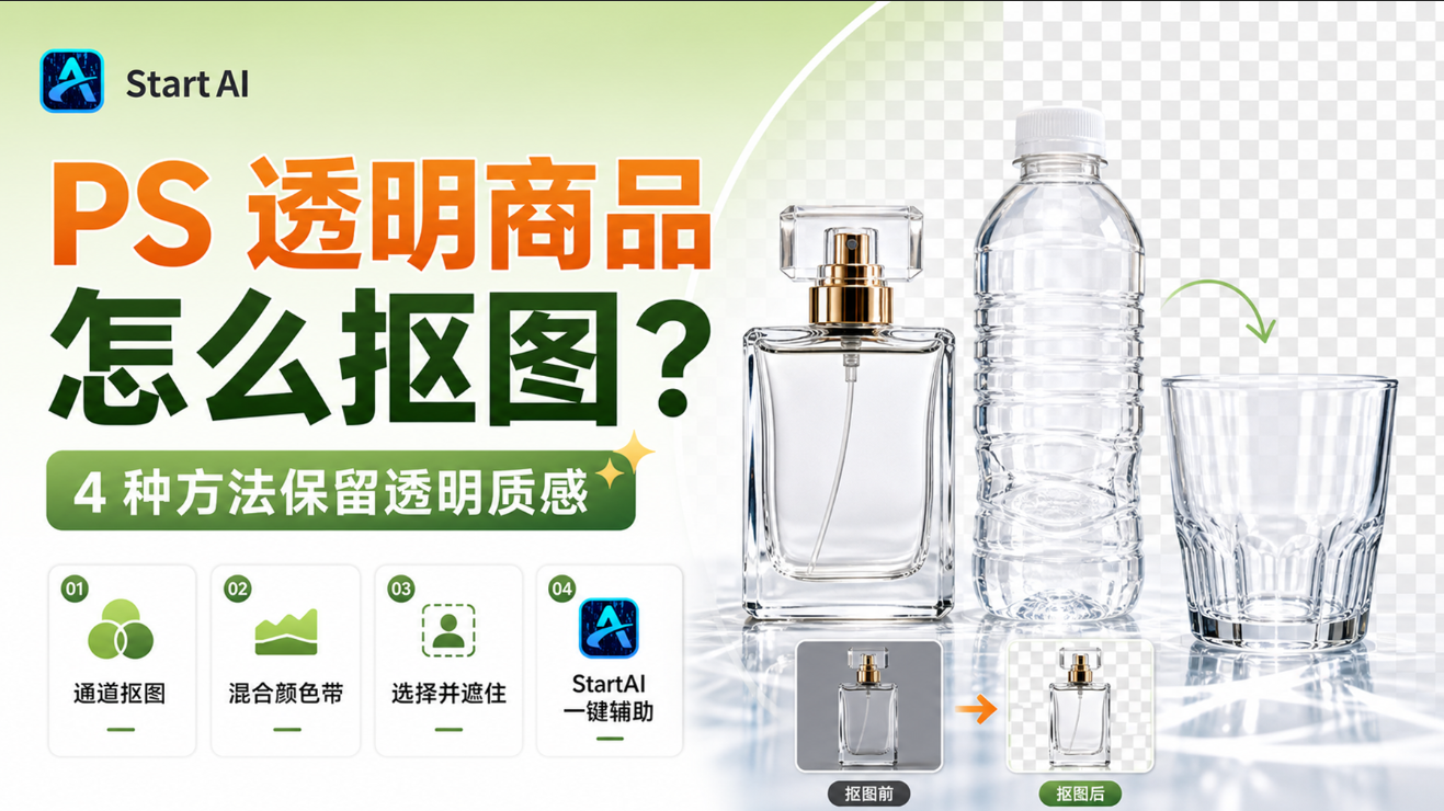 PS 透明商品怎么抠图？4 种方法保留透明质感