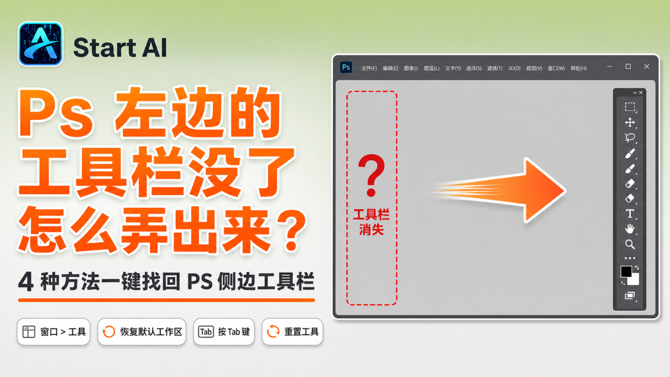 Ps 左边的工具栏没了怎么弄出来？4 种方法一键找回 PS 侧边工具栏