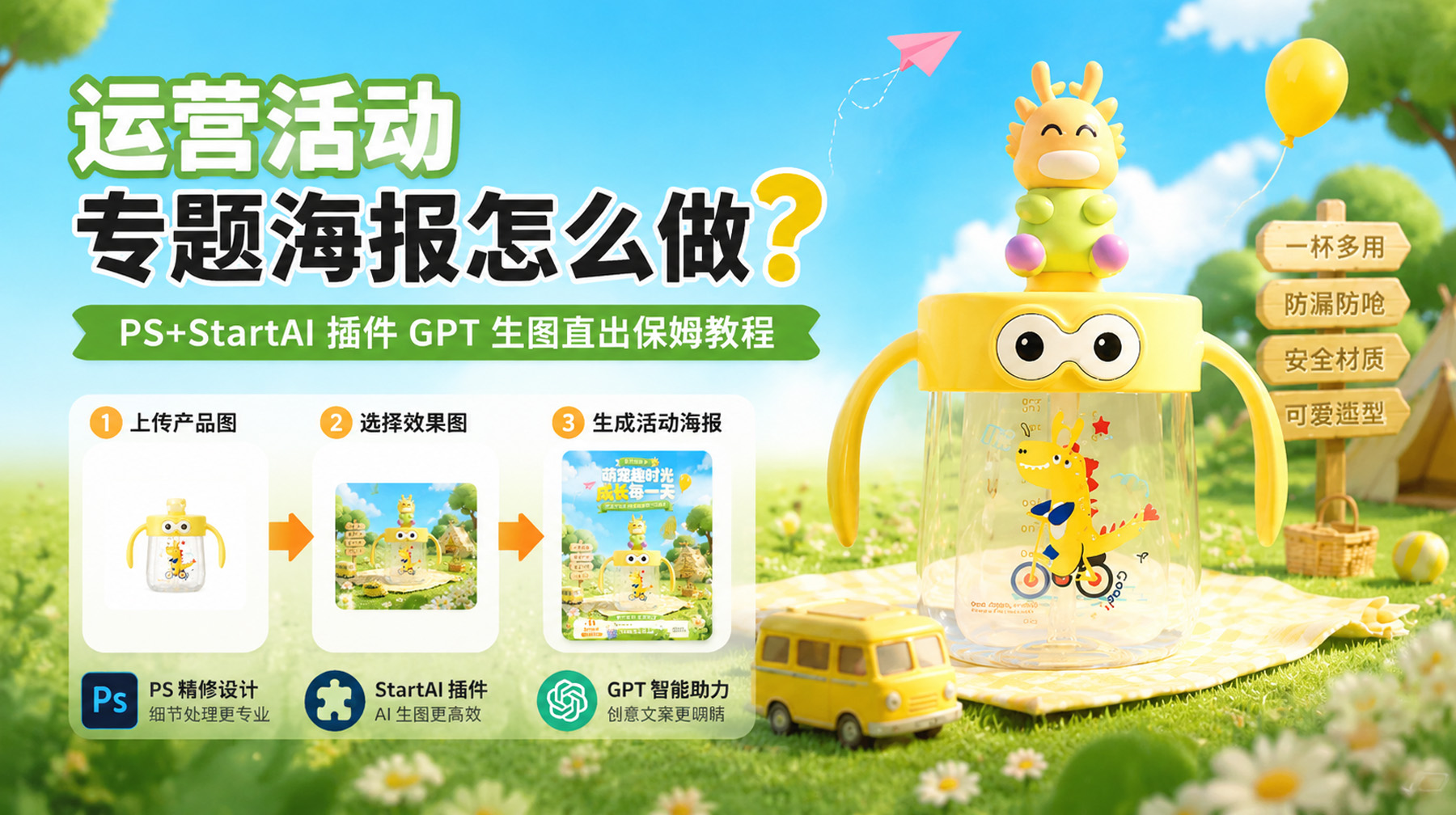 运营活动专题海报怎么做？PS+StartAI 插件 GPT 生图，3 步直出（附AI提示词）