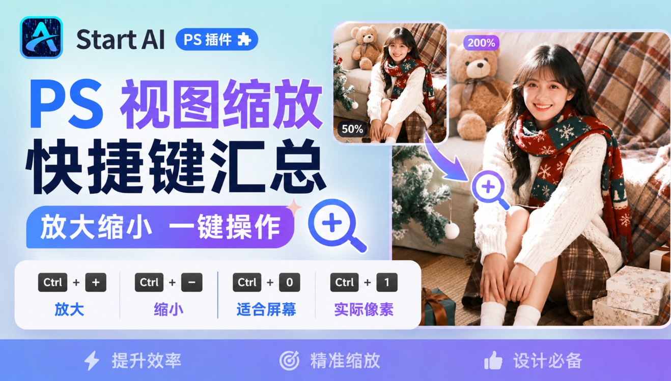 PS 视图缩放快捷键汇总，放大缩小一键操作