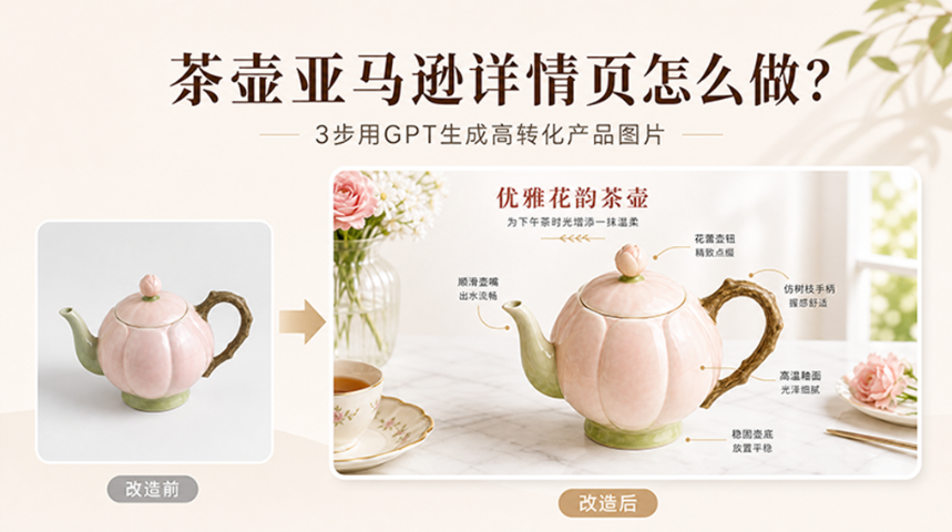 茶壶亚马逊详情页怎么做？3步用GPT生成高转化产品图片