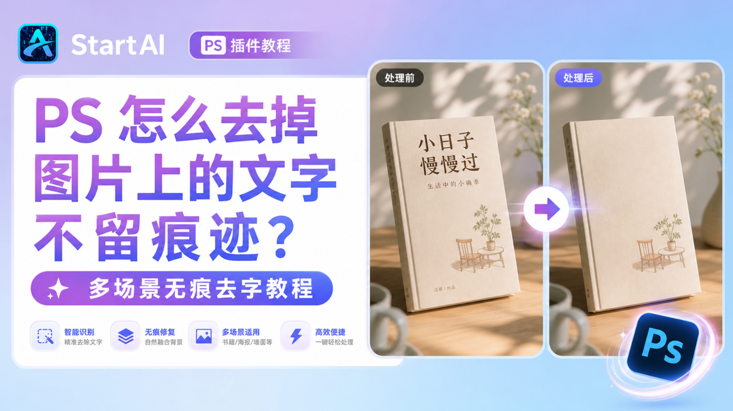 PS 怎么去掉图片上的文字不留痕迹？多场景无痕去字教程