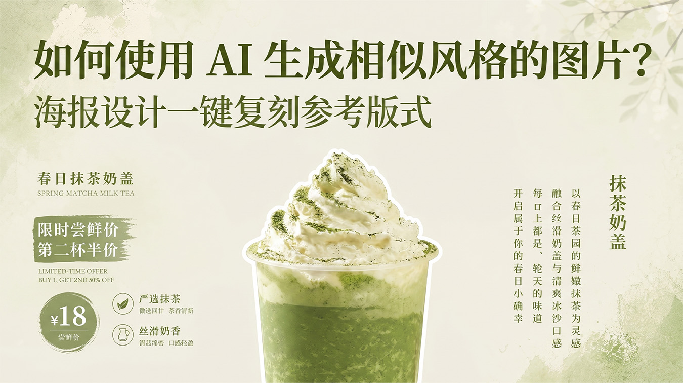 如何使用 AI 生成相似风格的图片？海报设计一键复刻参考版式