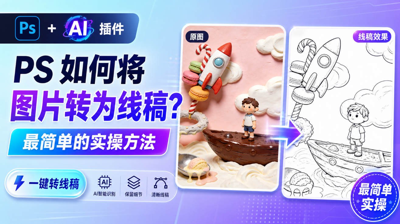 PS 如何将图片转为线稿？最简单的实操方法