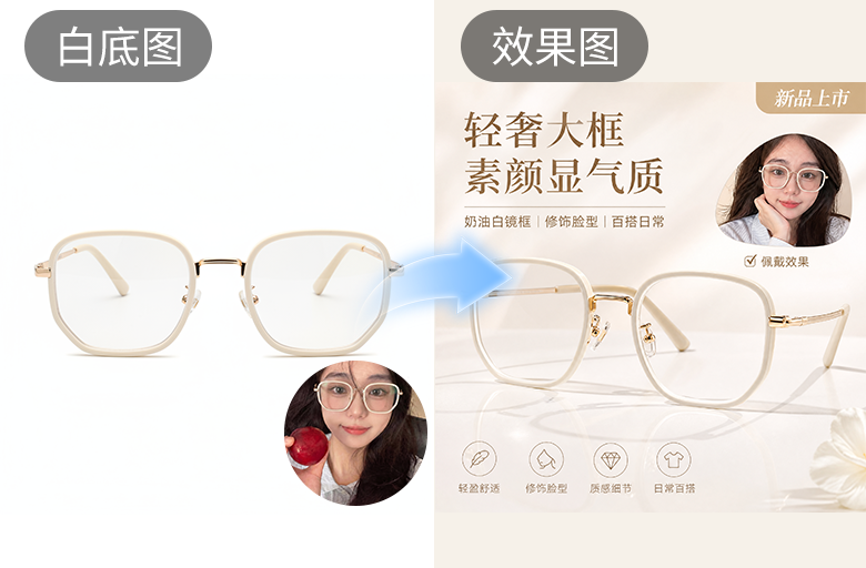 制作含指定展示图的眼镜电商主图