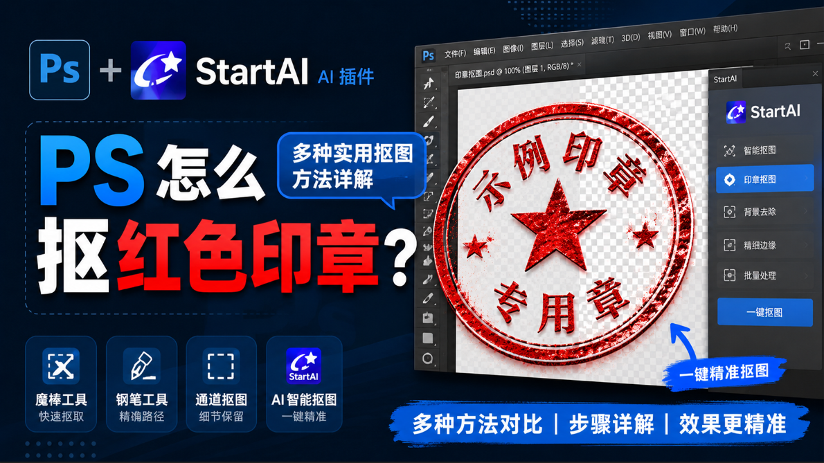 PS 怎么抠红色印章？多种实用抠图方法详解