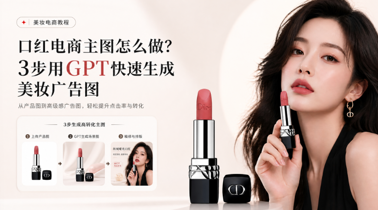 口红电商主图怎么做？3步用GPT快速生成美妆广告图