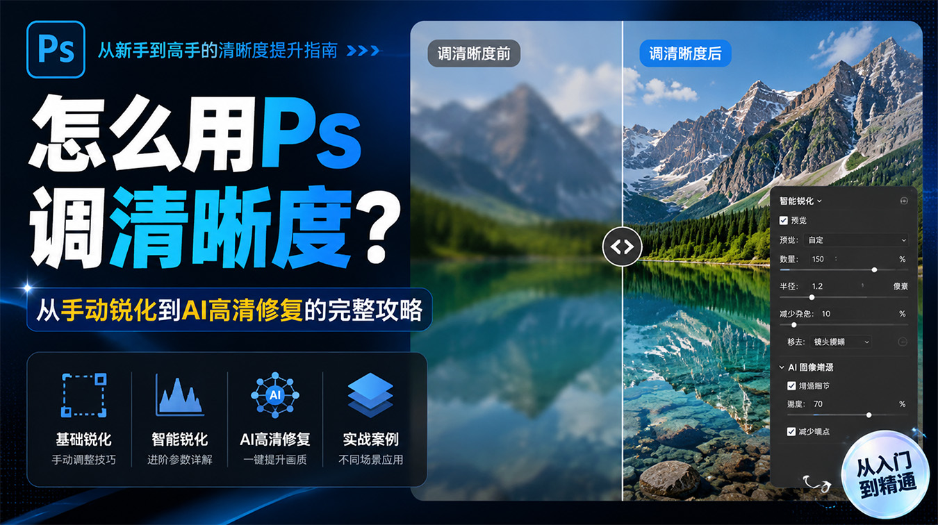 怎么用Ps调清晰度？从手动锐化到AI高清修复的完整攻略