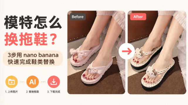 模特怎么换拖鞋？3步用 nano banana 快速完成鞋类替换