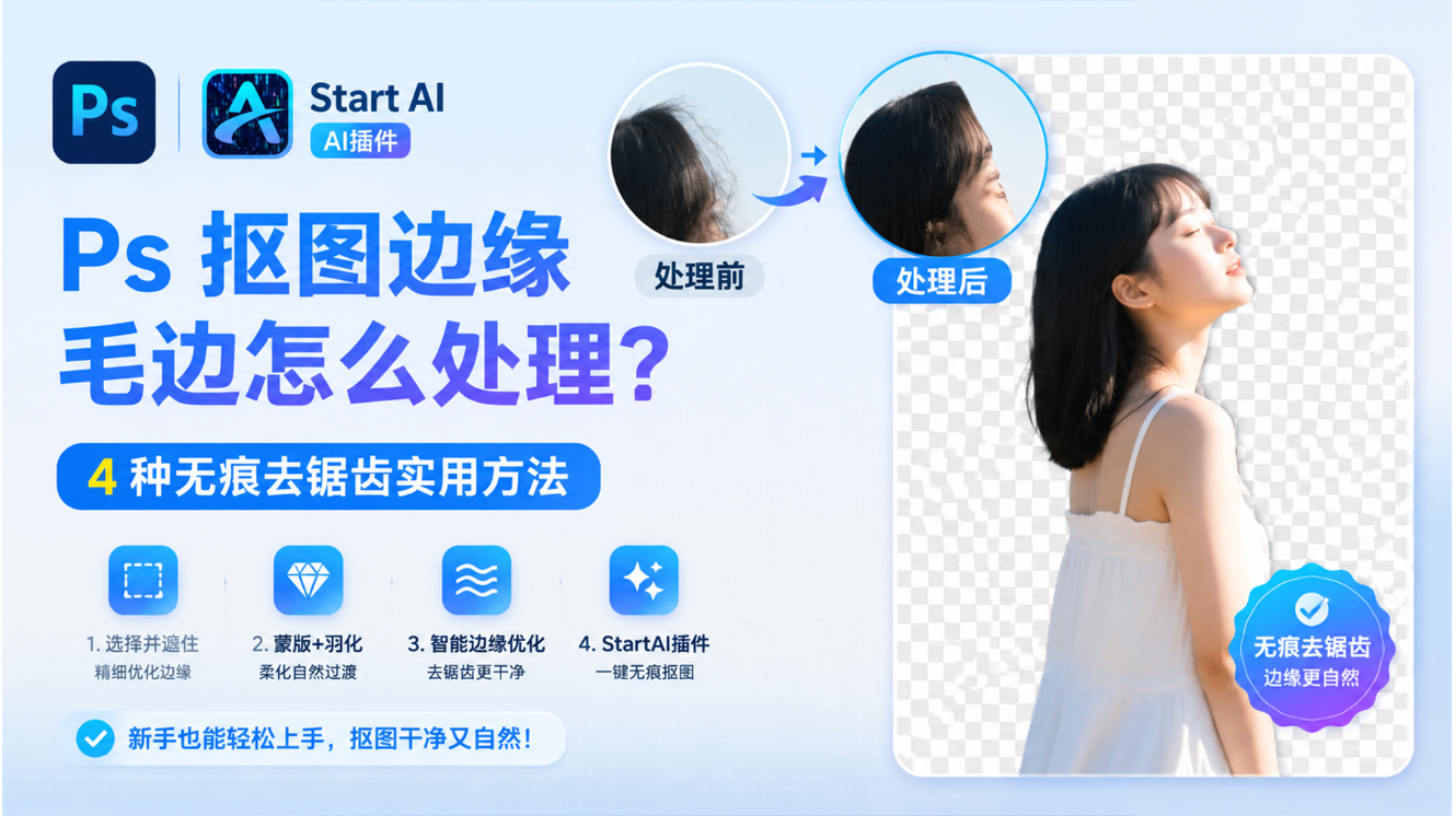 Ps 抠图边缘毛边怎么处理？4 种无痕去锯齿实用方法