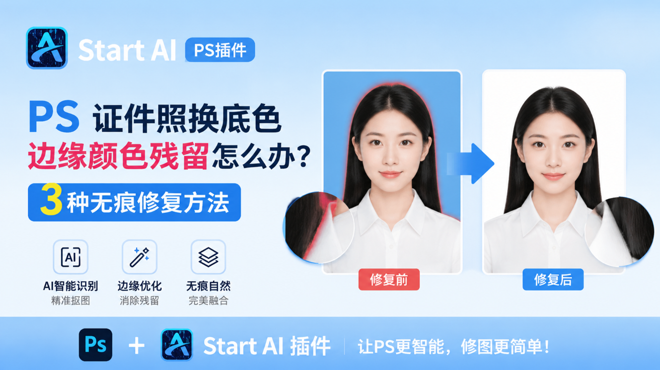 PS 证件照换底色边缘颜色残留怎么办？3 种无痕修复方法