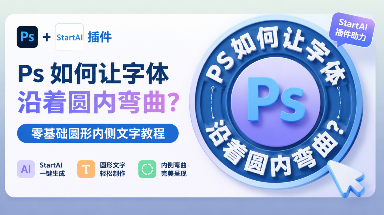 Ps 如何让字体沿着圆内弯曲？零基础圆形内侧文字教程