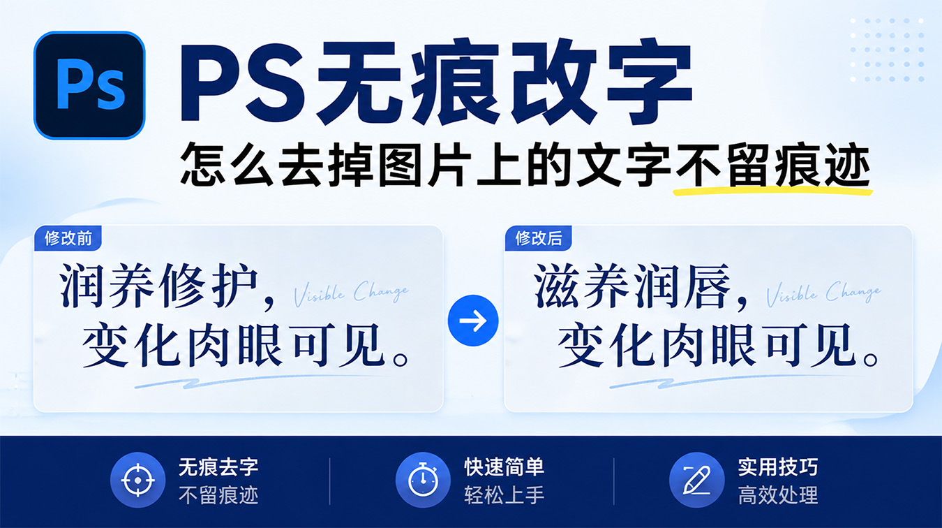 PS无痕改字，怎么去掉图片上的文字不留痕迹的3种方法