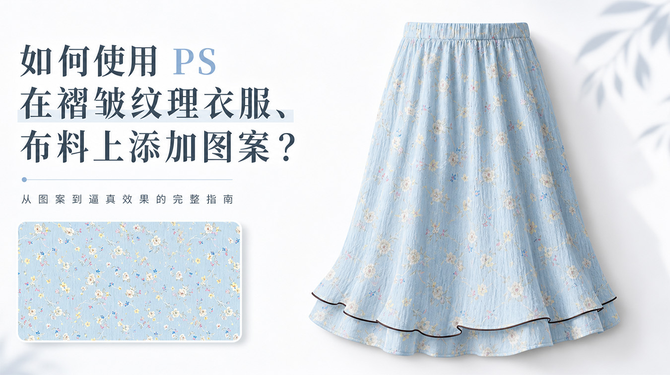 如何使用 PS 在褶皱纹理衣服、布料上添加图案？3 种布料贴图方法