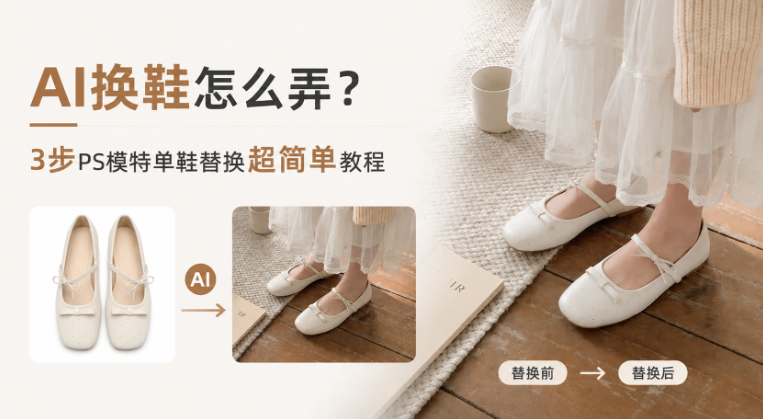 AI换鞋怎么弄?3步PS模特单鞋替换超简单教程