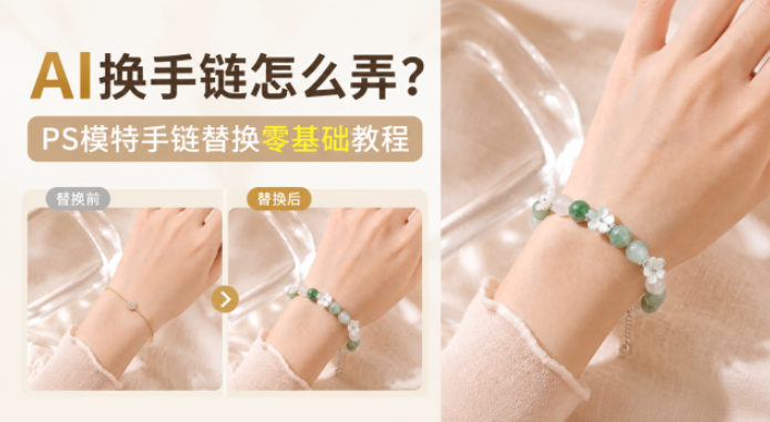 AI换手链怎么弄？3步PS模特手链替换零基础教程