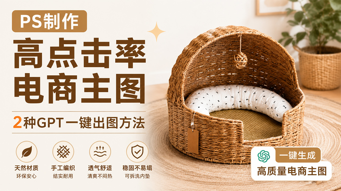 PS制作高点击率电商主图，2种GPT一键出图方法，新手零门槛