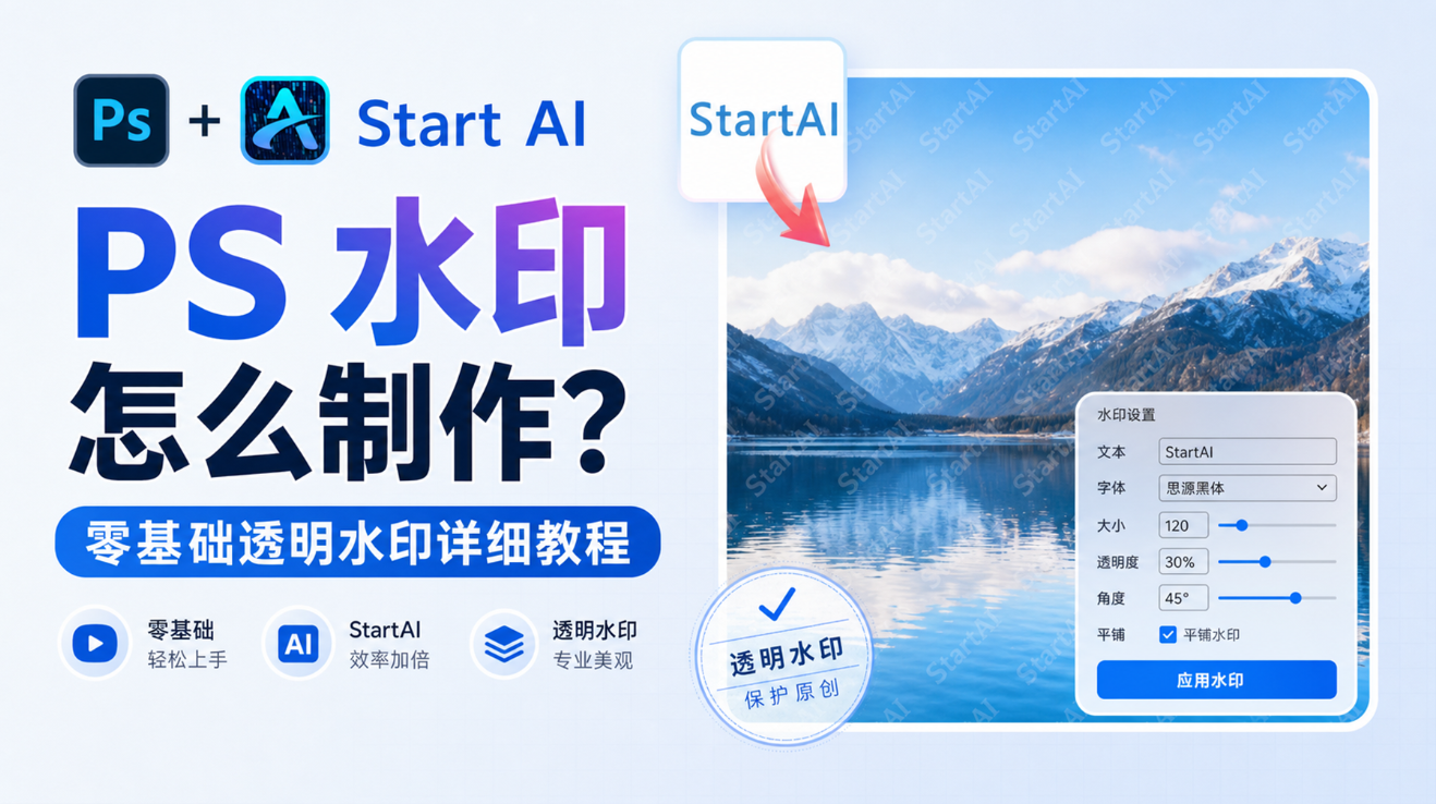 PS 水印怎么制作？零基础透明水印详细教程