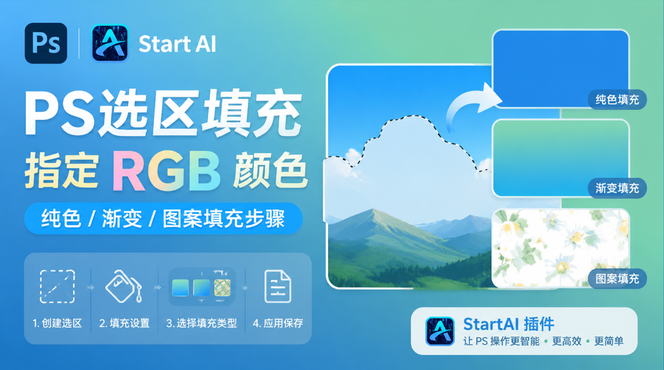 PS选区填充指定 RGB 颜色，纯色 / 渐变 / 图案填充步骤