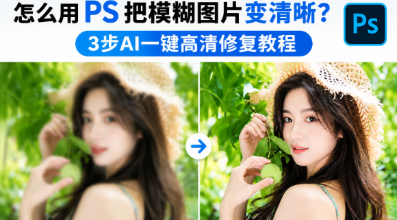 怎么用PS把模糊图片变清晰?3步AI一键高清修复教程