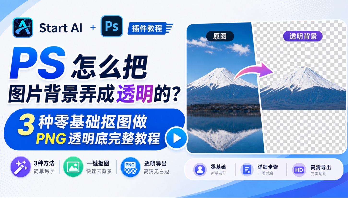 PS 怎么把图片背景弄成透明的？3 种零基础抠图做 PNG 透明底完整教程