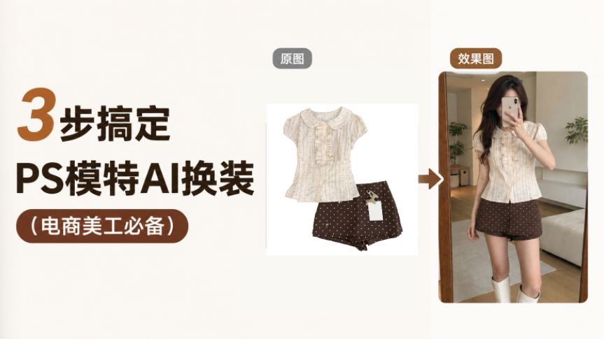 3步搞定PS模特AI换装：传统手动修图VS AI一键无痕换衣（电商美工必备）
