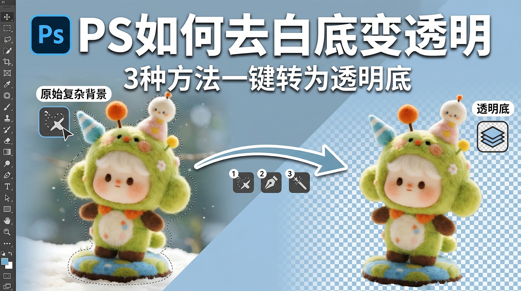 PS如何去白底变透明？3种方法一键转为透明底
