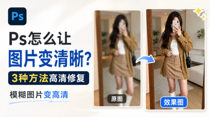 Ps怎么让图片变清晰？3种方法高清修复，模糊图片变高清