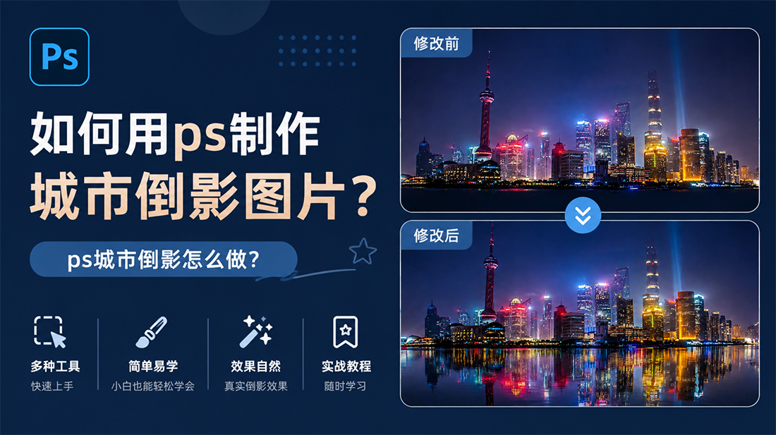 如何用ps制作城市倒影图片？ps城市倒影怎么做？