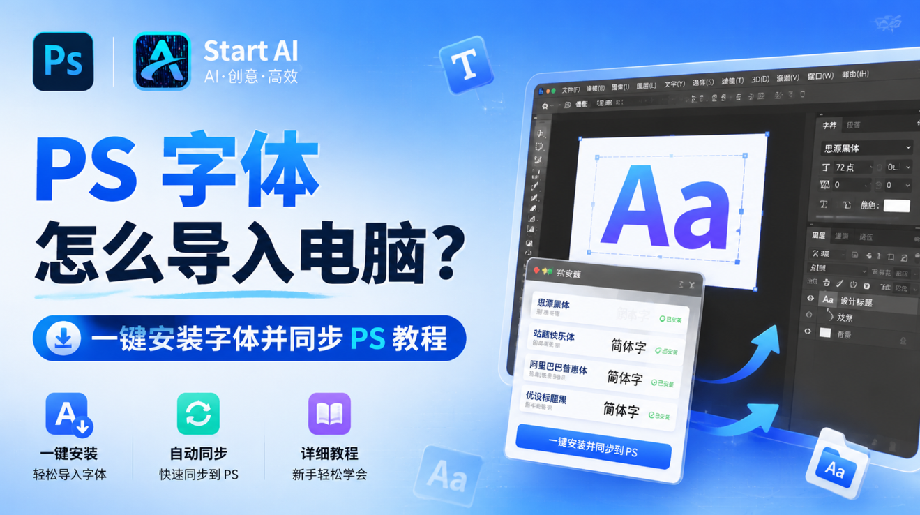 PS 字体怎么导入电脑？一键安装字体并同步 PS 教程