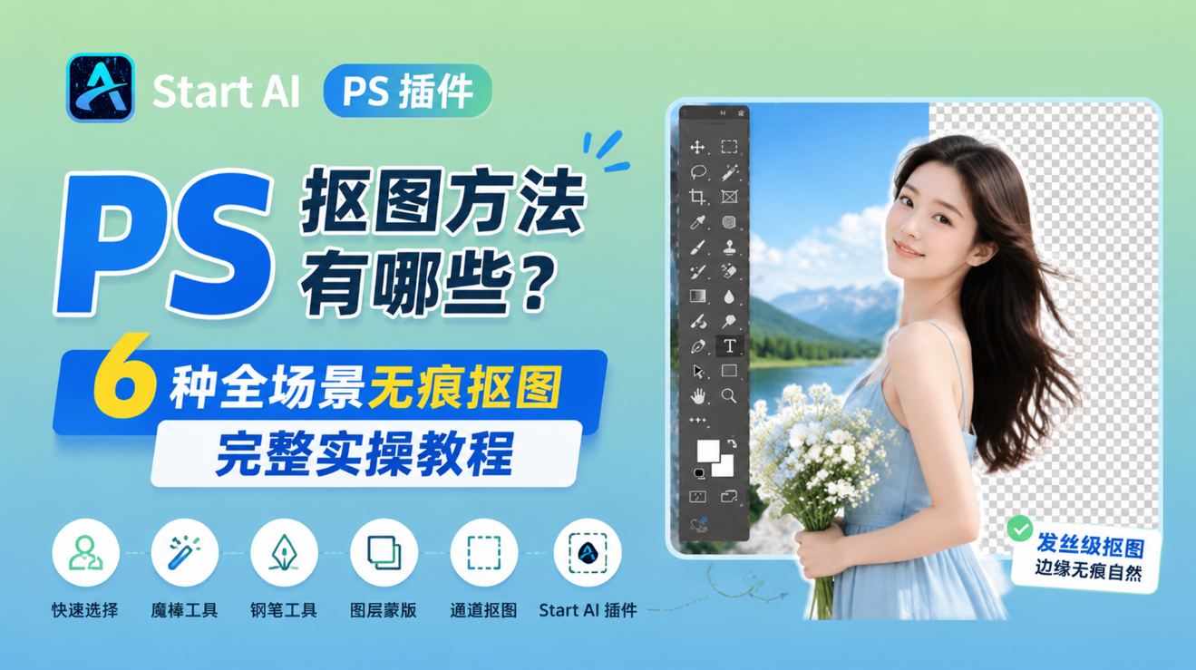 PS 抠图方法有哪些？6 种全场景无痕抠图完整实操教程