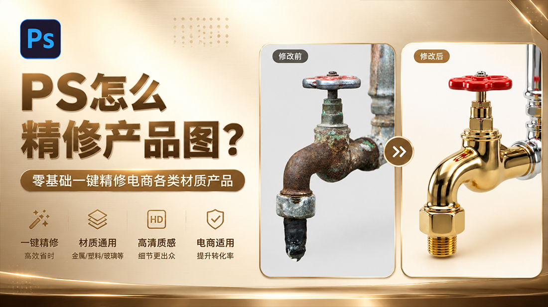 ps怎么精修产品图？零基础一键精修电商各类材质产品